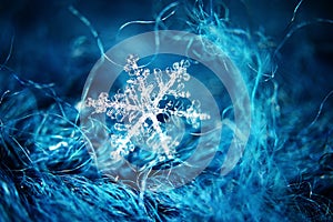 Snowflake on wool