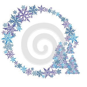 Snowflake Wreath Decorated with Pine Tree Shapes.