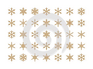 Snowflakes big set icons. Isolated Snowflake Collection. Flake crystal silhouette collection.