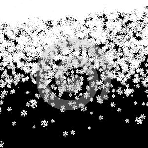 Black and white pixel snow particles blizzard pieces half screen  3D Illustration