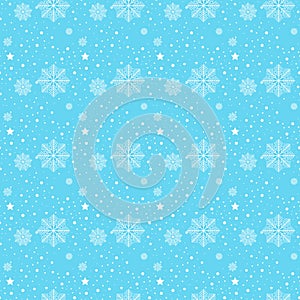 Snowflakes on blue sky - Christmas seamless background