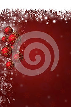 Snowflakes and Christmas Baubles Background