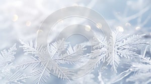 Snowflakes Close-up frost patterns beautiful background. Hello Winter, Merry Christmas, Happy New Year concept