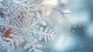 Snowflakes Close-up frost patterns beautiful background. Hello Winter, Merry Christmas, Happy New Year concept