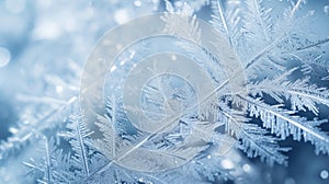 Snowflakes Close-up frost patterns beautiful background. Hello Winter, Merry Christmas, Happy New Year concept