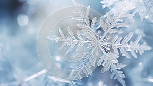 Snowflakes Close-up frost patterns beautiful background. Hello Winter, Merry Christmas, Happy New Year concept