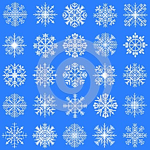 Snowflakes collection, blue background