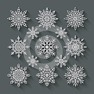 Snowflakes cut paper set