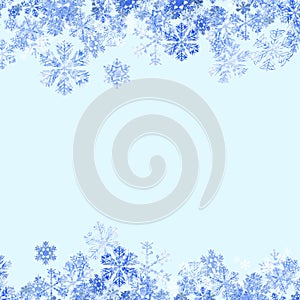 Snowflakes falling, light blue background