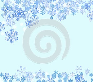 Snowflakes falling, light blue background