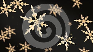 Snowflakes focusing background gold