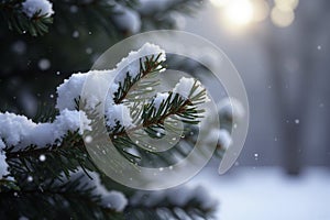 Snowflakes gently settle on juniper cedar tree s branches, nature, snowytree, coldweather