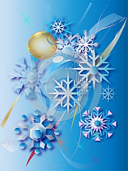 Snowflakes and gold(en) ball