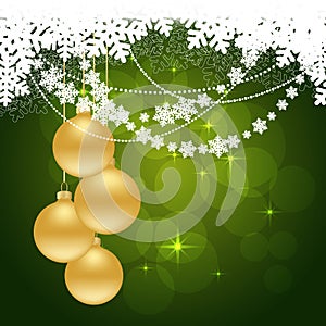 Snowflakes green background