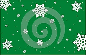 Snowflakes on Green Background