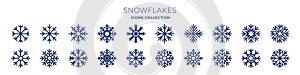Snowflakes icons. Christmas and New Year decoration elements