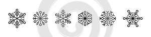 Snowflakes icons. Ice crystal winter symbol. Snowflake set. Vector illustration