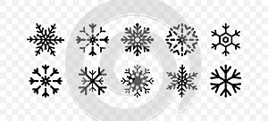 Snowflakes icons. Snowflake template. New year, winter, christmas, xmas. Whether symbol. Snowflake winter. Snowflakes vector icons