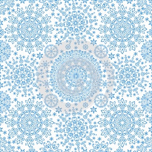 Snowflakes lace symmetry seamless pattern