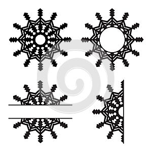 Snowflakes laser cut template issolated on white background. Christmas ornament template for banner, greeting card, creative