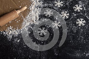 Snowflakes made from white flour