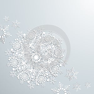 Snowflakes on paper Christmas concept background