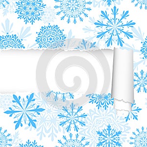 Snowflakes Pattern With Torn Stripe