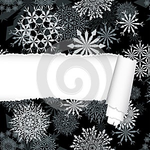 Snowflakes Pattern With Torn Stripe
