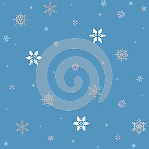 Snowflakes - raster pattern on a blue background