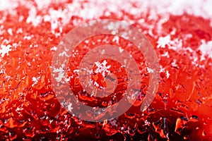 Snowflakes on Red Christmas Background