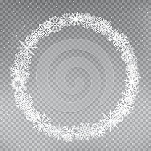 Snowflakes round frame template