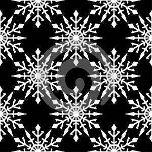 Snowflakes. Seamless pattern. Black and white winter ornament
