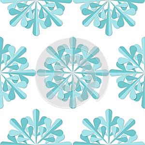 Snowflakes seamless pattern. Blue snowflake xmas background