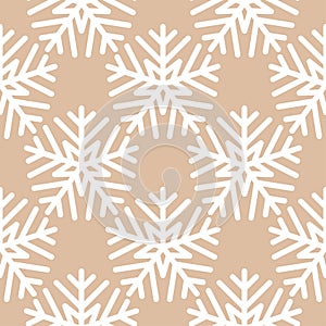 Snowflakes. Seamless pattern. Brown beige winter ornament