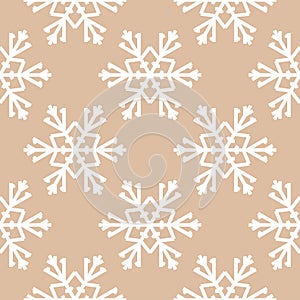 Snowflakes. Seamless pattern. Brown beige winter ornament