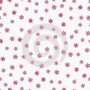 Snowflakes seamless pattern. Christmas and New Year texture. Red and white color