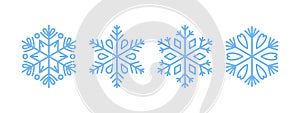 Snowflakes set. Light blue snowflakes. Snowflake different icons. Vector scalable graphics