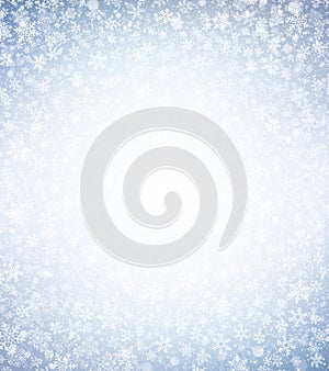 Snowflakes on silver blue background