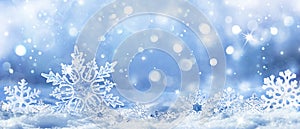 Snowflakes On Snow - Christmas And Winter Background