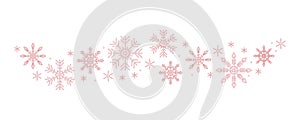 Snowflakes and stars border isolated on white background