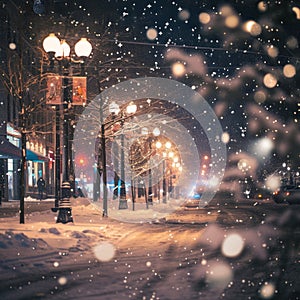 Snowflakes and Streetlights: A Winter Evening in the City