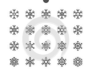 Snowflakes UI Pixel Perfect Well-crafted Vector Thin Line Icons 48x48 Ready for 24x24 Grid for Web Graphics and Apps