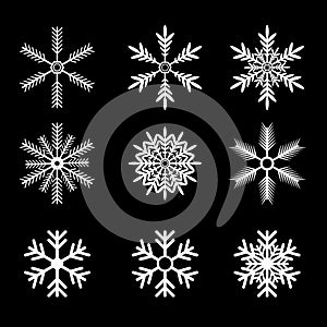 Snowflakes vector set. white snow flake icon set