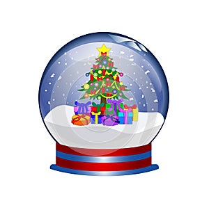 Snowglobe with christmas tree and presents