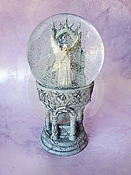 Snowglobe, crystal globe with angel, fairy in Heaven, fantasy world, eternal love