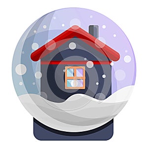 Snowglobe house icon, cartoon style