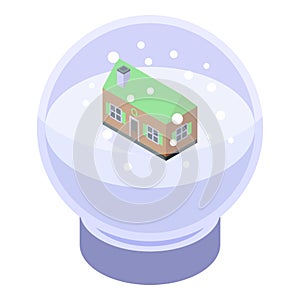 Snowglobe house icon, isometric style