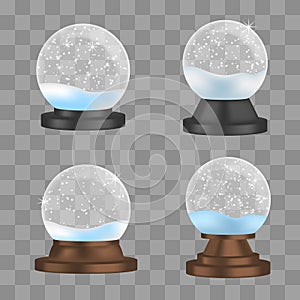 Snowglobe icons set, realistic style