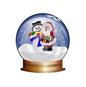 Snowglobe with santa claus and snowman