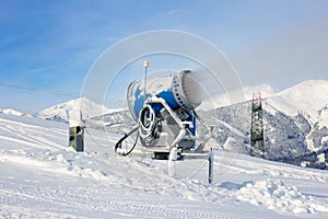 Snowgun making artificial snow